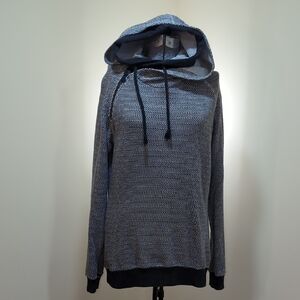 Women's Gray and Black Hooded Sweater